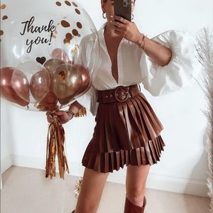 Zara faux leather pleated skirt